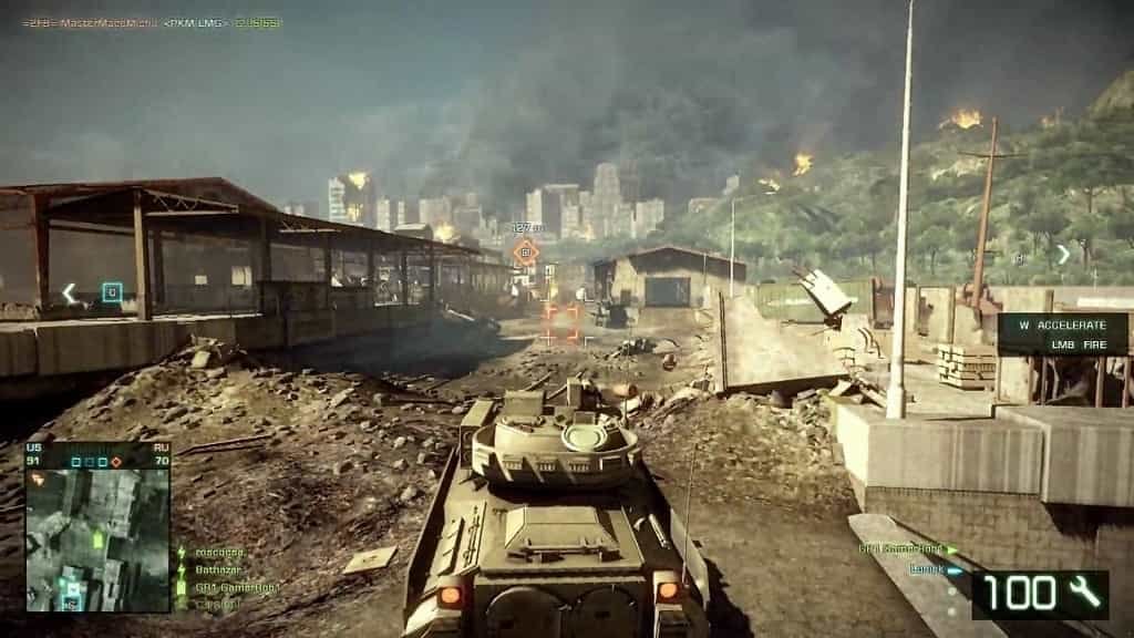 Infantry squad attacking M-COM objective during a Rush mode firefight
